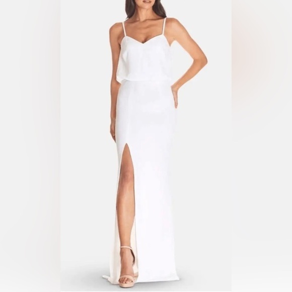 Dress the population Gracelyn off white blouson slip look maxi gown size Medium - Picture 6 of 6